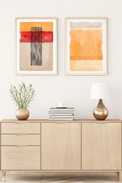 Wallity Huhu57 Pinturas Decorativas en MDF con Marco Multicolor (2 Piezas, 50 x 70 cm)